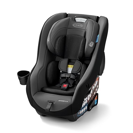 Graco Contender Slim Convertible Car Seat, West Point, Lightweight Travel Car Seat with Compact, Space-Saving Design, Rear-Facing 540 lbs, Forward-Facing 26.565 lbs, Easy to Transfer, FAA Approved