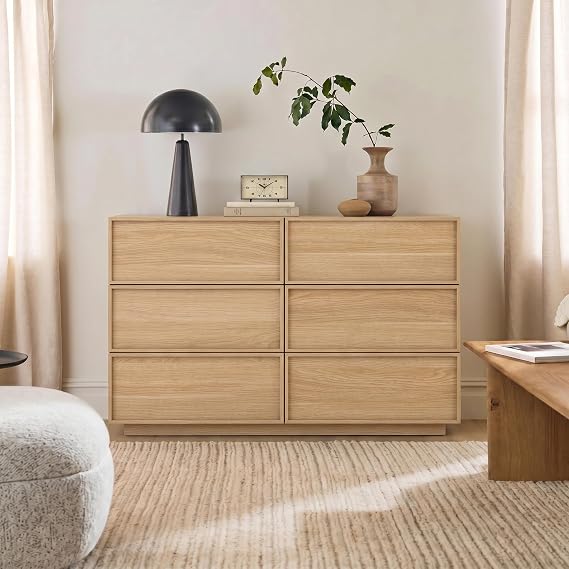 6-Drawer Dresser for Bedroom, 47.2" Wide, Wooden, Light Oak