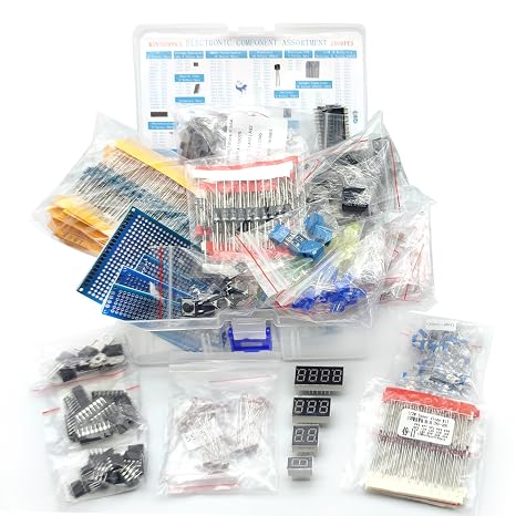 Electronic Component Kit & Total 2038 Pcs, LED Diodes, Metal Film Resistors, Electrolytic Capacitor Package,Diodes, Ceramic Capacitors,IC,PCB,Digital Tube, Common Transistor Assortment Box