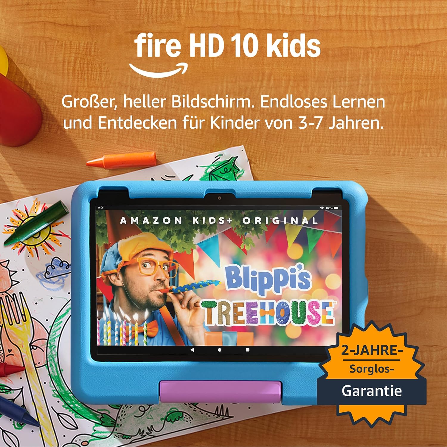 Amazon Fire HD 10 Kids tablet (newest gen) ages 3–7 10 brilliant screen parental controls 2023 release 32 GB Blue