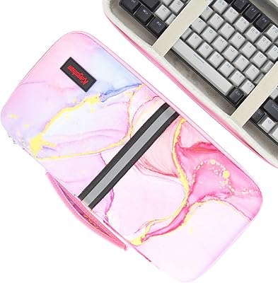 Hard Shell Travel Bag, 75% Keyboard Case Compatible with Keychron K2,Melgeek,Logitech POP Keys Mechanical,MX Mechanical Mini Wireless Keyboard,84 Key Wireless Portable Keyboard-Pink contrast