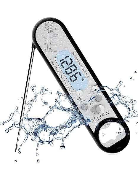 Meat Thermometer,Instant Read Meat Thermometer for Cooking, Fast & Precise Digital Food Thermometer with Backlight, Magnet, Calibration, and Foldable Probe for Deep Fry, BBQ, Grill,and Roast Turkey