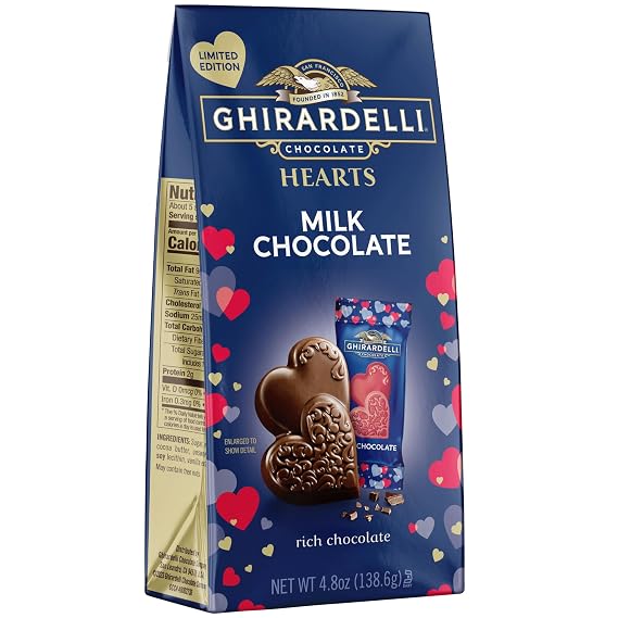GHIRARDELLI VALENTINE'S DAY MILK CHOCOLATE DUET HEARTS BAG 4.8oz
