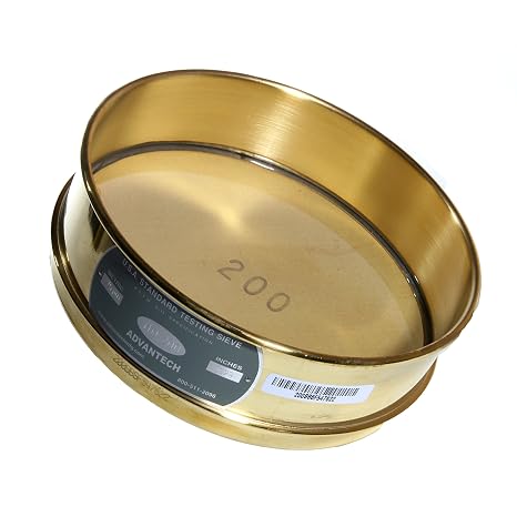 Advantech Brass Test Sieves, 8" Diameter, #200 Mesh, Full Height