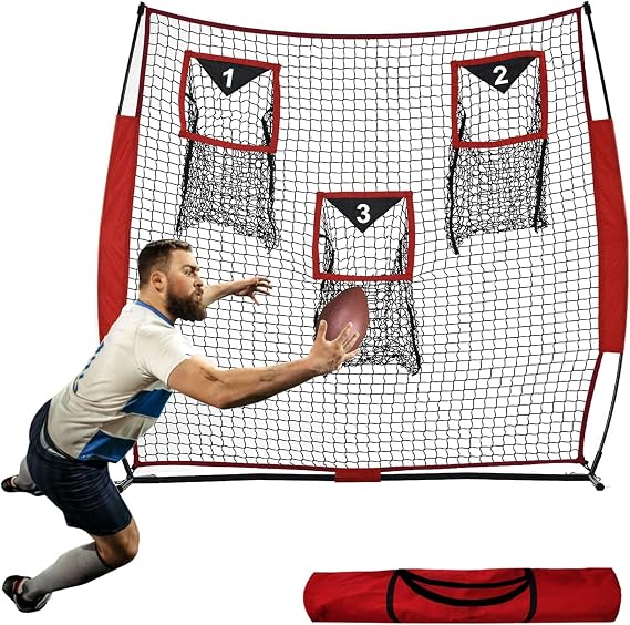 Football Throwing Net Quarterback with Target Pockets