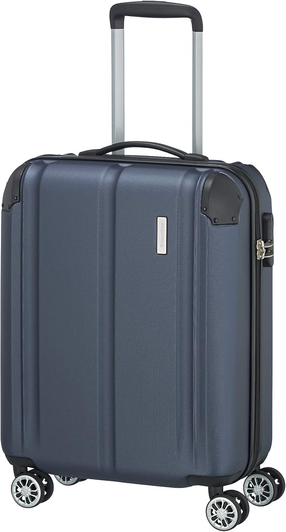 travelite Board Trolley Hand Luggage Suitcase, Lightweight, 4 Wheels, City, Small Hard case with Scratch-Resistant Surface, 55 cm, 40 liters, Blue (Marine), 55 centimeters, Hand Luggage