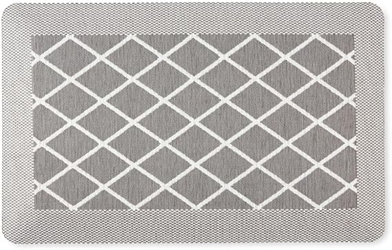 Martha Stewart Miles Modern Diamond Anti-Fatigue Air-Infused Kitchen Mat, Grey, 19.6"x32"