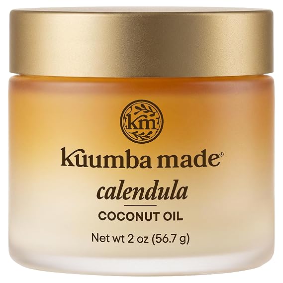 Kuumba Made Botanically Infused Calendula Coconut Oil, Organic Daily Moisturizer for Skin & Nourishing Hair Mask, 2 Oz