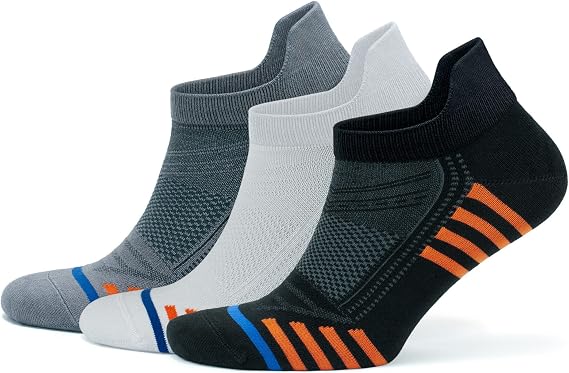 GoWith 3-Piece-6-Piece Bamboo Colorful Sports Pattern Reinforced Wash Box Seamless Running Walking Sports Performance Short Fit Booties Men's Socks