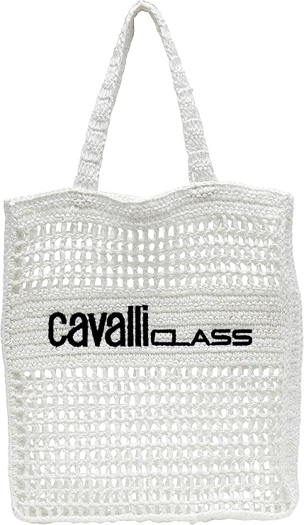 Cavalli Class PORTOFINO White Large Crochet Beach Shopper Bag