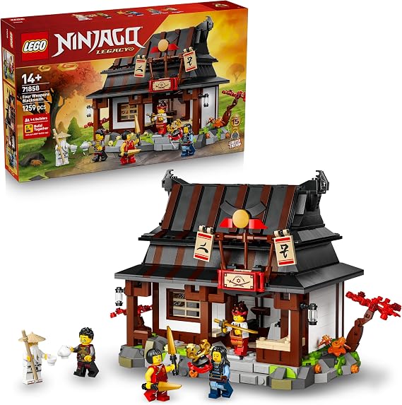 LEGO Ninjago 15th Anniversary: Four-Weapon Forge - Ninja House Toy with Collectible Mini Figure and Trading Cards - Nostalgic Gift for Boys from 14 Years and Adult Fans - 71858
