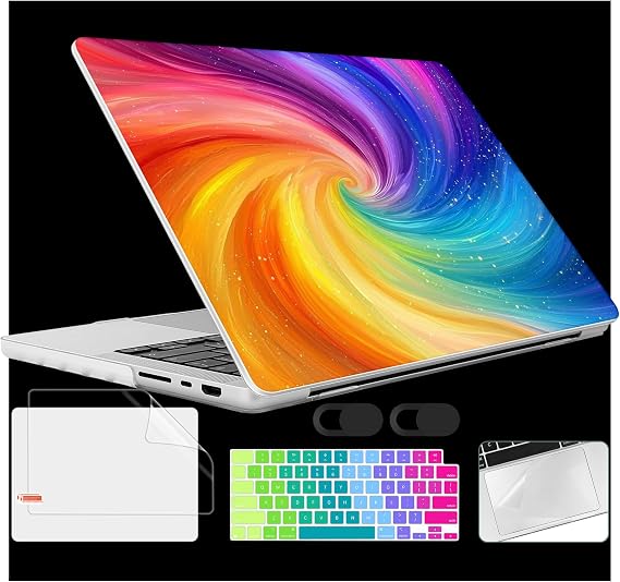 Case for 2026-2021 MacBook Pro 16-inch M5, Swirling Rainbow