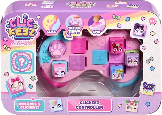 Clickeez: Clickeez: Clickee Controller | Includes 5 clickable keyboard collection! | Cute Themes & Unusual Surprises With 70 Characters | Girls Gifts & Collectibles Ages 6+ Pink