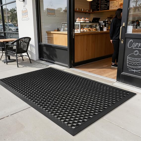 RESARE Front Door Mat Non Slip, 36"x24" Rubber Doormat Outdoor-Entrance