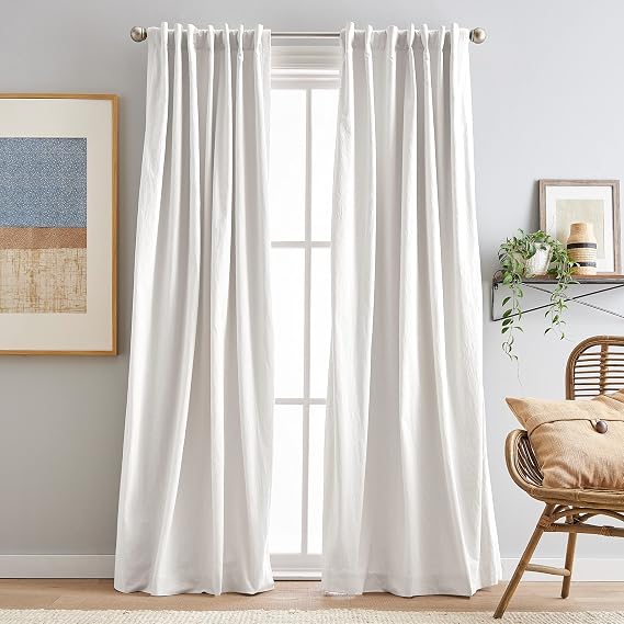 Peri Home Sanctuary Back Tab Room Darkening Lined Window Curtain Panel Pair, 95", White