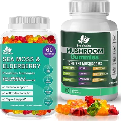 BIO VITALICA Sea Moss Elderberry Gummies & Mushroom Gummies Bundle