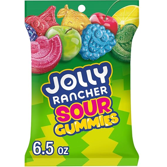 JOLLY RANCHER Sour Gummies Assorted Fruit Gummy Candy Bag, 6.5 oz