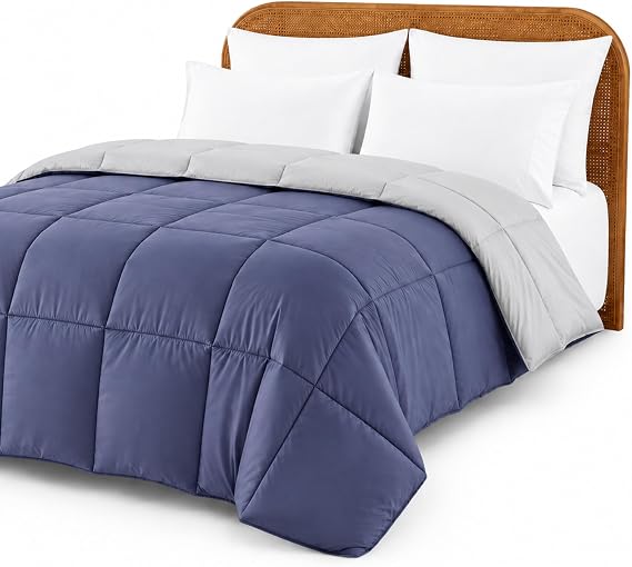 Modern Threads Down Alternative Microfiber Quilted Reversible Comforter & Duvet Insert - Soft, Comfortable Alternative to Goose Down - Bedding for All Seasons Infinity Blue/Silver King