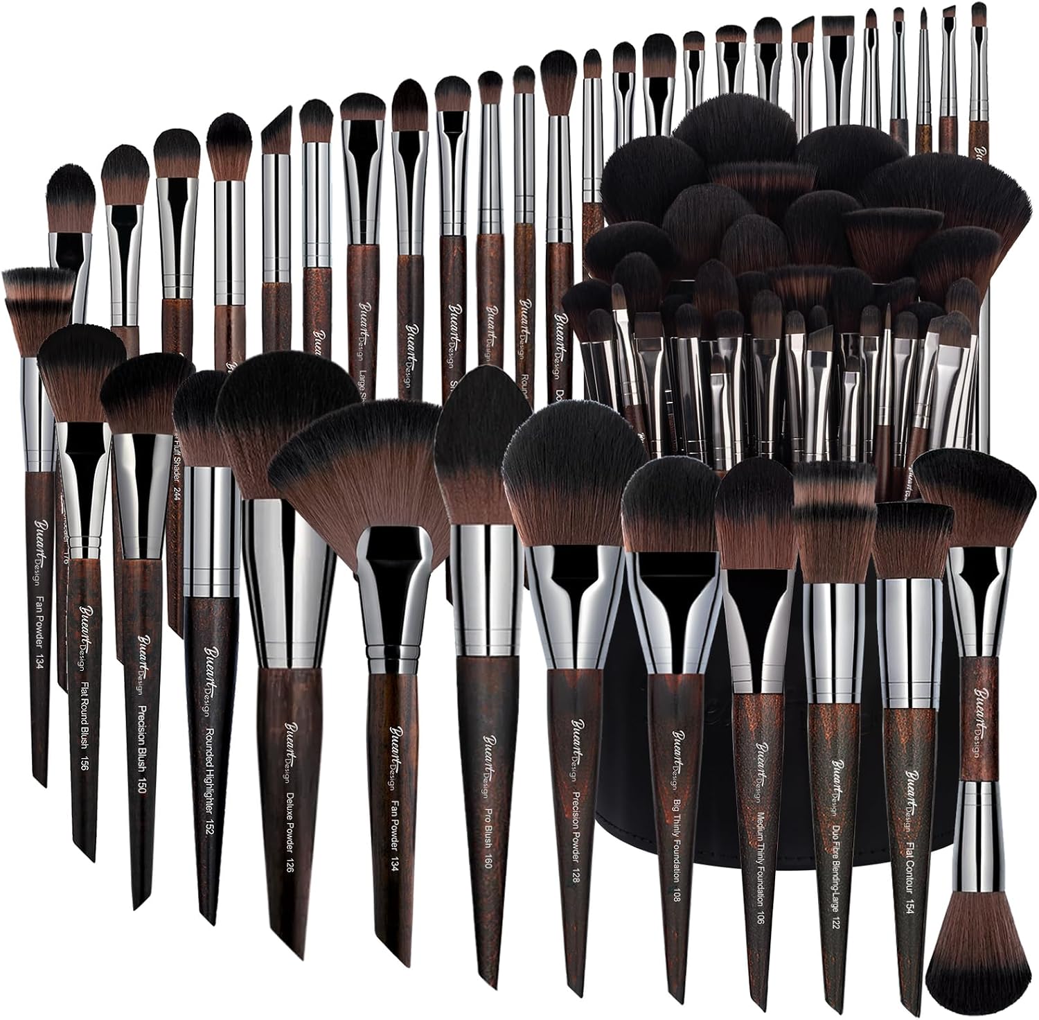 Professional Makeup Brush Set, 38 Piece Premium Synthetic Kabuki Collection, Cruelty-Free Cosmetic Brushes for Foundation, Blending, Eye Shadow with Dark Wood Handles