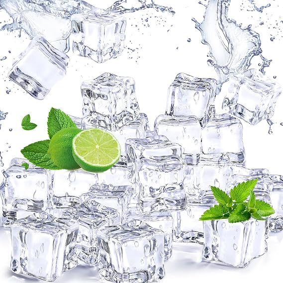 DOMESTAR 100 PCS Clear Fake Ice Cubes, 0.7'' Acrylic Fake Ice Vase Fillers | Table Centerpiece Photography Accessories Food Props, Table Scatter Decoration