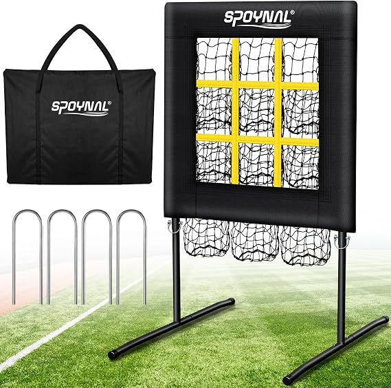 9-Hole Baseball Pitching Net, 4 Heights Softball Net with Strike Zone