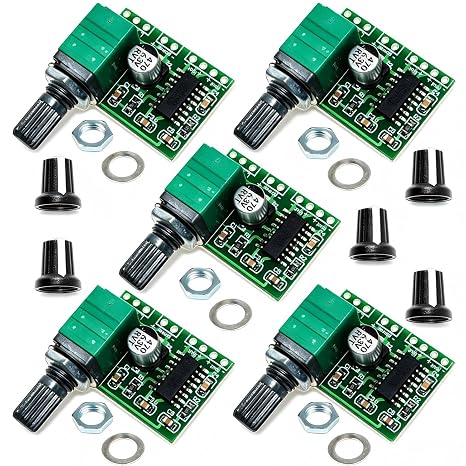 5 pcs Mini PAM8403 Stereo Amplifier DC 5V Audio amplifier 5V Digital Amplifier Module Board with Potentionmeter,3W + 3W Dual-channel Audio Amplifier Module for DIY Portable