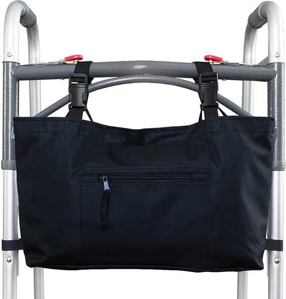 RMS Walker Bag with Soft Cooler (Black) | Water Resistant Tote with Temperature Controlled Thermal Compartment, Universal Fit for Walkers, Scooters or Rollator Walkers
