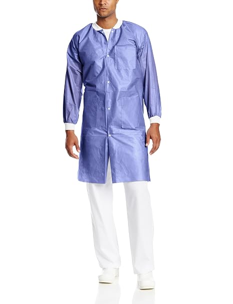 3660BBS Extra-Safe, Wrinkle-Free, Noble Looking Disposable SMS Knee Length Lab Coat, Blueberry, S, Pack of 10