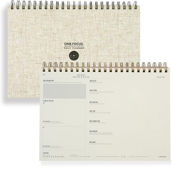 Large Daily Focus Notepad Planner: Undated Desk Pad, To-Do List, Daily Goal Setting, Desk Pad for Mindfulness, ADHD, Creative, Neurodivergent support, blank journal spaces