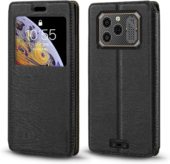 Shantime Window Leather Case for Ulefone RugOne Xever 8 - Black