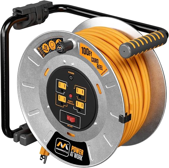 Masterplug 100ft Cord Reel + Cord Reel Wall Mount