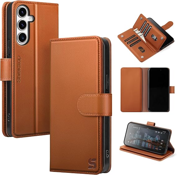 Shieldtop Compatible with Samsung Galaxy S23 5G Wallet Case with Card Holder,Women Men RFID Blocking PU Leather Flip TPU Protective Cover Credit Card Slots,Phone Case for Galaxy S23 6.1",Light Brown