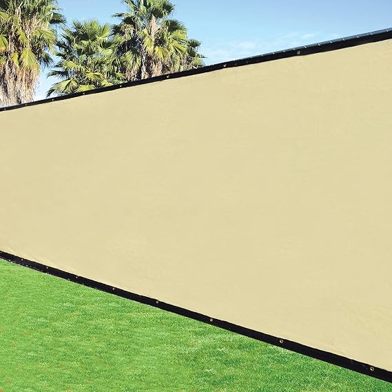 4'x50' 4ft Tall 3rd Gen Tan Beige Fence Privacy Screen Windscreen Shade Cover Mesh Fabric (Aluminum Grommets) Home, Court, or Construction