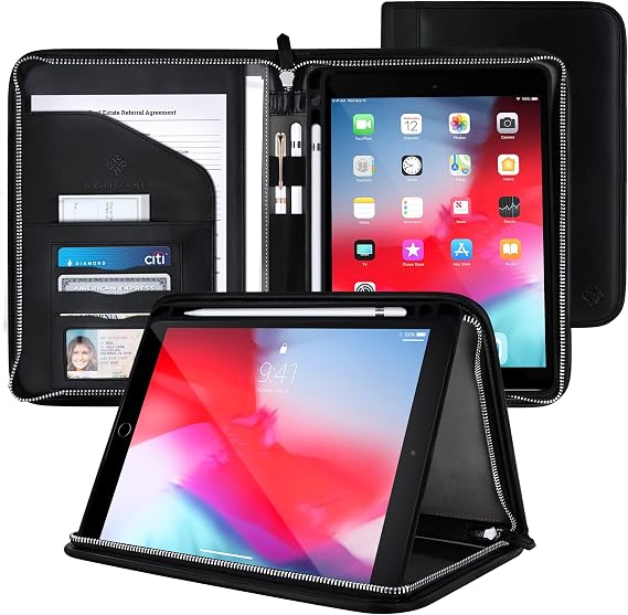 ROOCASE Wilshire Case - iPad Air (3rd Gen) 10.5 2019 / Pro 10.5 2017 Executive Portfolio - Magnetic, Organizer, Apple Pencil Holder, Black