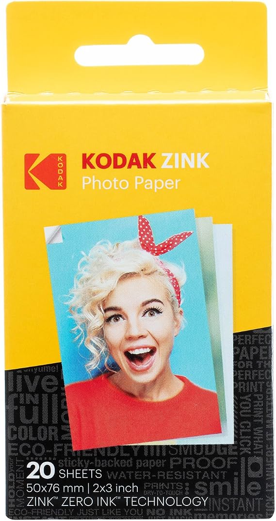 Kodak 2 x 3 Inch / 5.1 x 7.6 cm Premium Zink Photo Paper (20 Sheets) Compatible with Kodak Printomatic Kodak Smile and Step Cameras and Printers