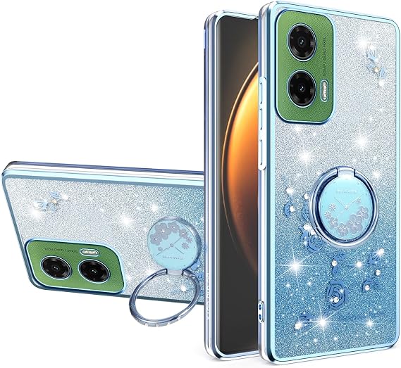 for Motorola Moto G75 Case for Women.Flowers Blue