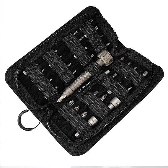 MecArmy SDG1 SDG2 Portable 33-in-1 Titanium Screwdriver Set with 500D CORDURA Nylon Waterproof Pouch, Multifunctional 1/4" inch Hex Key Screwdriver Tool Kits for Precise Repair (SDG1, Sandblasted)