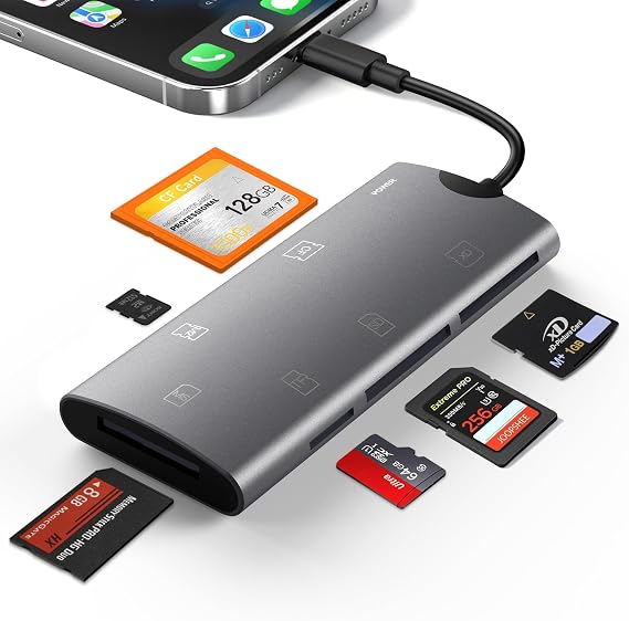 USB-C Multi SD Card Reader,CF SD TF XD MS M2 Card Adapter for Phone Laptop