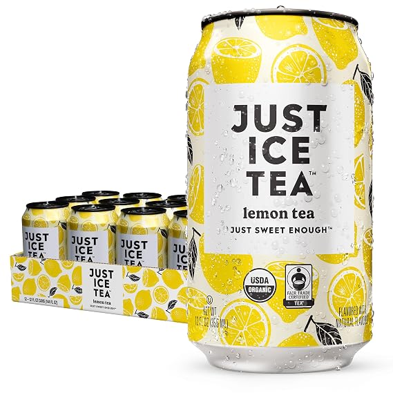Just Ice Tea, Organic Lemon Black Iced Tea, 12-Pack (12oz Cans)