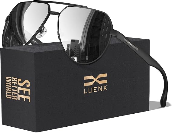 Luenx Aviator Polarized Sunglasses Men Women Classic UV400 Driving