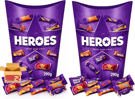 Heroes Chocolate Gift Box 290g (Pack of 2) – Assorted Miniature Chocolate Selection, Individually Wrapped Sweets for Sharing, Gifting, Christmas, Birthdays & Special Occasions