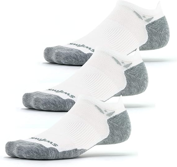 Swiftwick Maxus No Show Tab Socks (3 Pairs), Running & Golf Socks, Moisture Wicking, Maximum Cushion