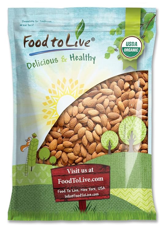 Food to Live - Organic Imported Raw Almonds, 12 Pounds Non-GMO, Whole, Raw, No Shell, Unpasteurized, Unsalted, Vegan, Kosher, Bulk.