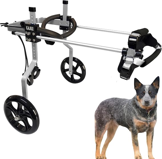 Adjustable Dog Wheelchair,Pet Cart,Handicap Dog Weak Hind Legs Rehabilitation Training,Soft Harness,Easy Assemble,Silver,L-2