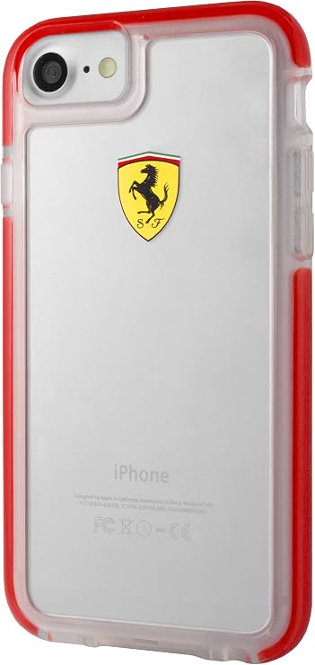 Ferrari Hard Case for iPhone 7 and iPhone 8 (Shockproof - Transparent Red)
