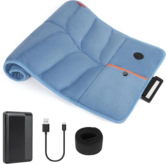 Weighted Portable Cordless Heating Pad with 12V 15000mAh Battery | Electric Cordless Heat Pad with 3 Heat Levels for Back, Abdomen, Leg, 12"x24", Indoor & Outdoor Travel, Gift for Women Men