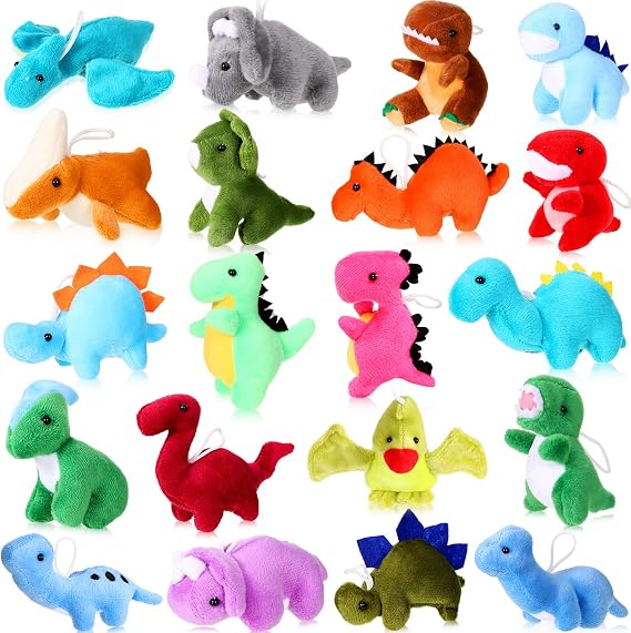 Aoriher 20 Pack Plush Mini Dinosaur Stuffed Animal Bulk Dinosaur Party Favors Toys Soft Dino Figures Assortment Cute Dino Plush Easter Bags Filler Valentine Gift for Boys Girls