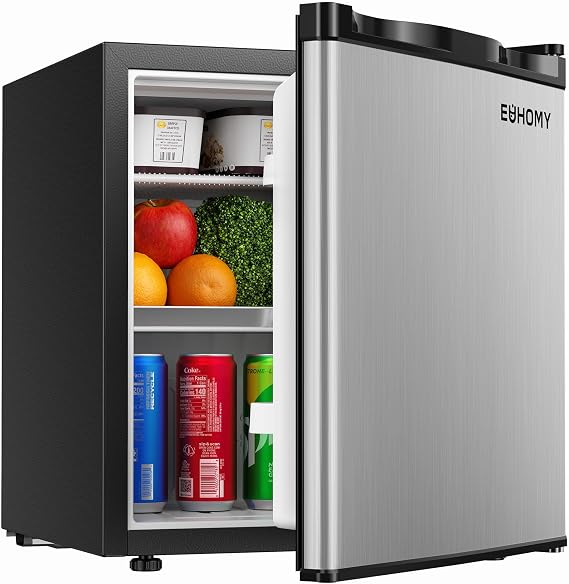 EUHOMY 1.7 Cu.Ft Mini Fridge, Compact Refrigerator for Dorm, Silver