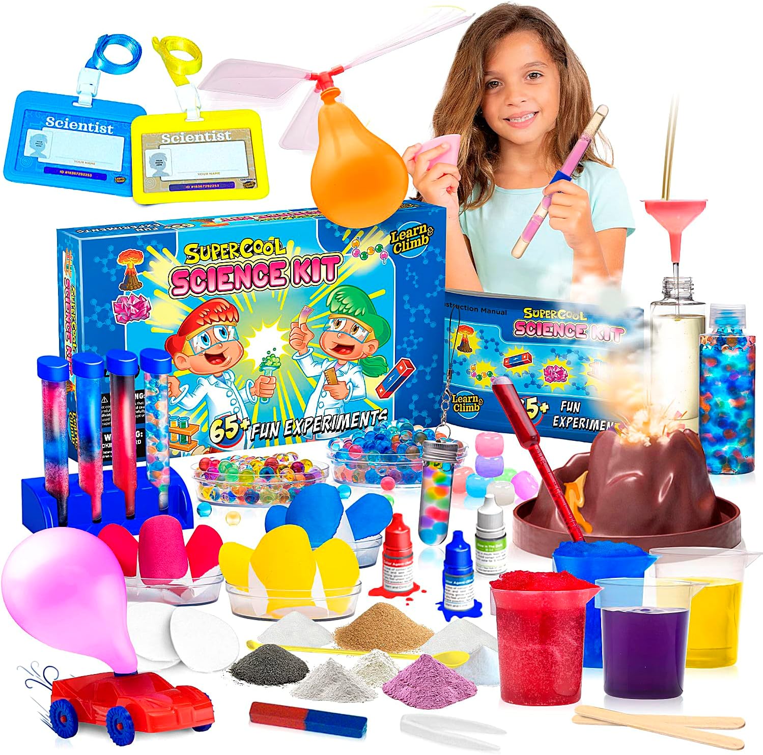 Learn & Climb 65 Science Experiment Kit for Kids - Gift for Kids Ages 4-8