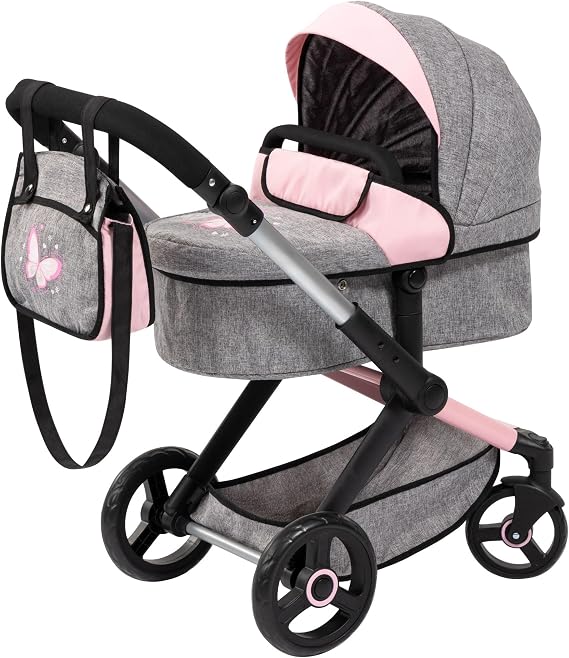 Bayer Baby Dolls Pram XEO, Convertible Doll Pushchair, 46cm Dolls